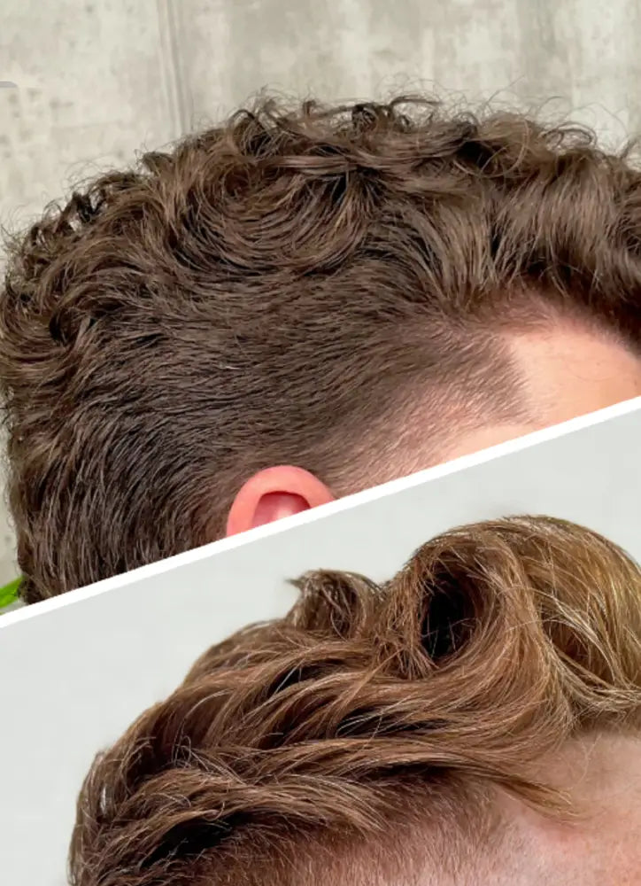 Men's hair after being styled with one society matte rock