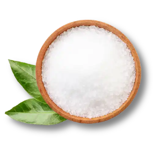 bowl of citric acid with orange leaf's