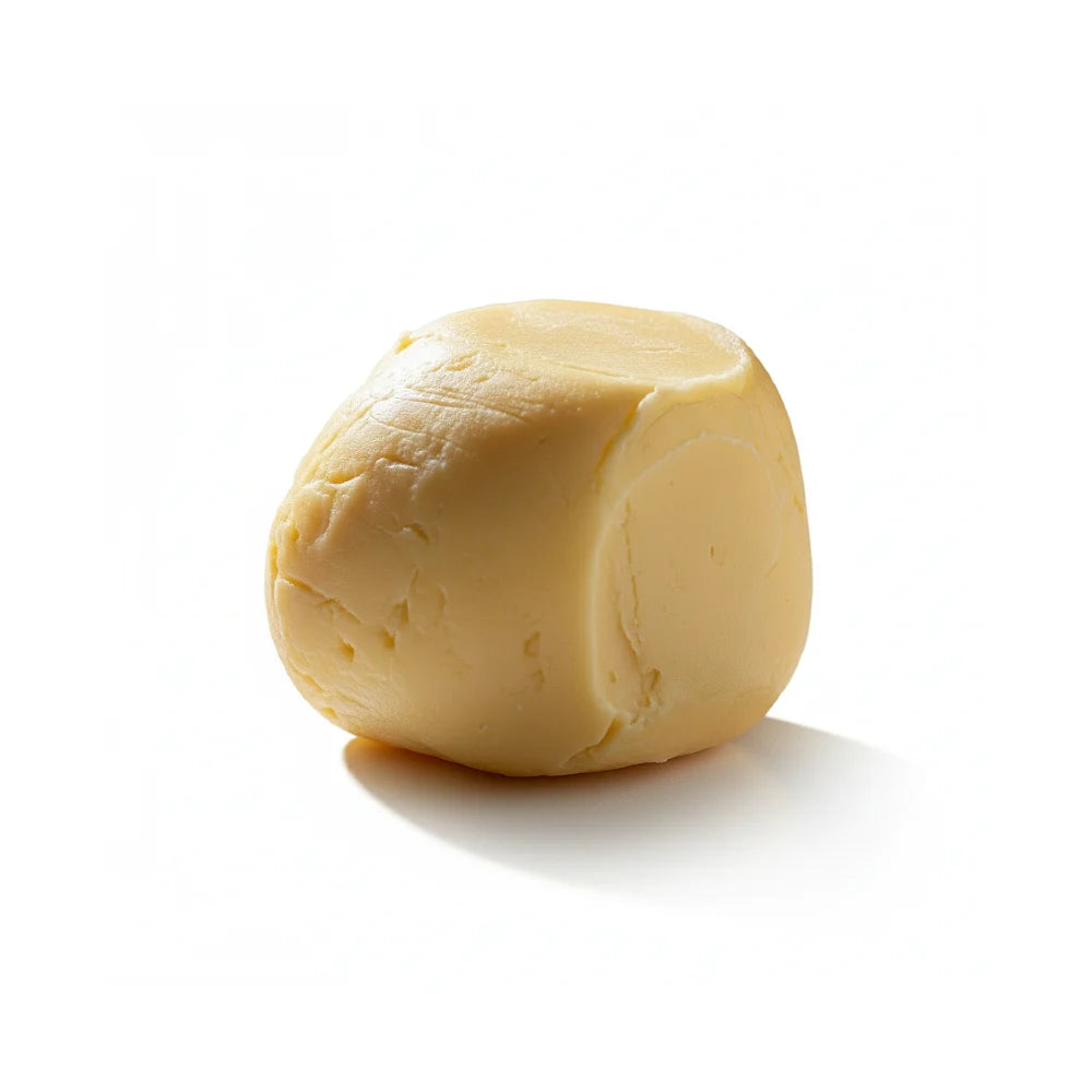 Block of mango butter on a white background