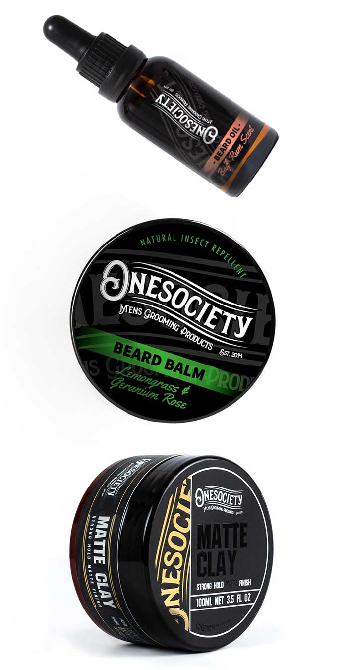 One society Onesociety Beard oil beard balm and matte clay for hair styling