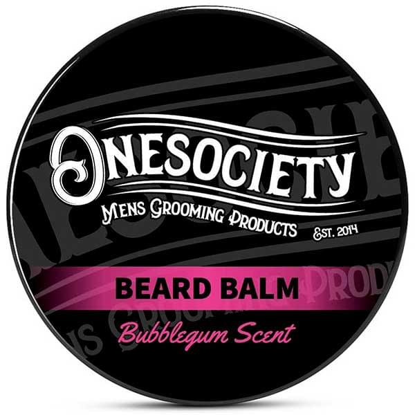 Onesociety Bubblegum strong hold beard styling balm made by one society mens grooming products made in the UK with natural ingredients