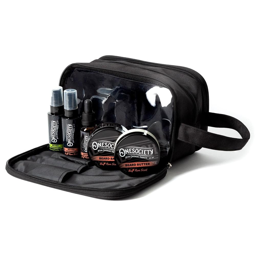 One Society Complete Beard Care Bundle - Includes Beard Oil, Balm, Butter, Shampoo, and Wash Bag. The best gift for men, Made by Onesociety.