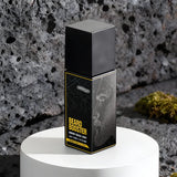 Beard booster beard growth oil by one society on creative background with moss