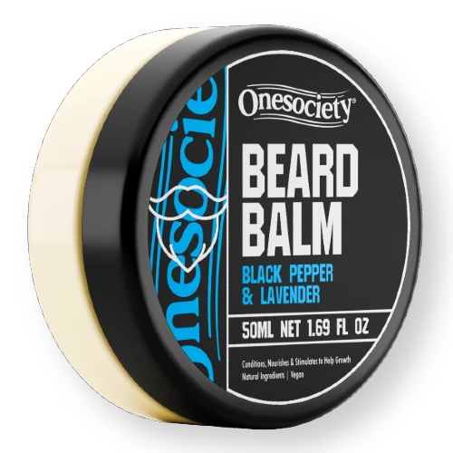 One society hydro lock black pepper and lavender beard balm