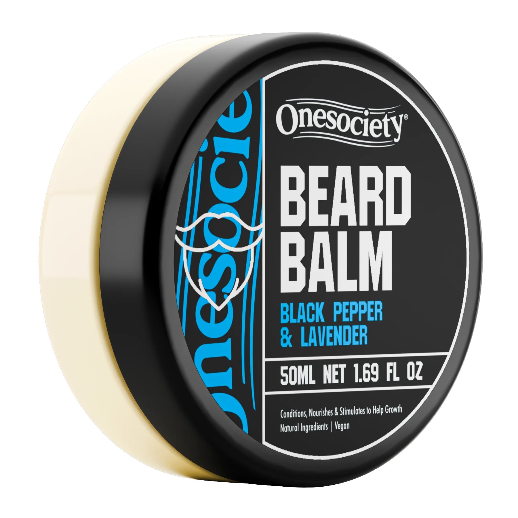 Black Pepper and Lavender Beard Balm for Styling made by One Society Men's Grooming Products