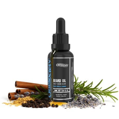 One society black pepper lavender rosemary and cinnamon beard oil