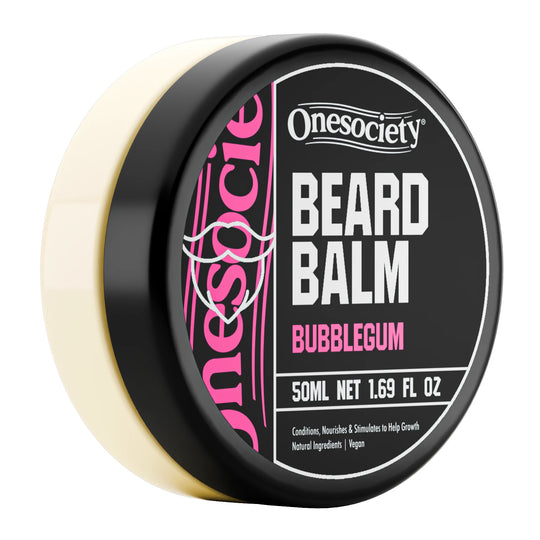 Bubblegum Beard Balm for Styling made by One Society Men's Grooming Products