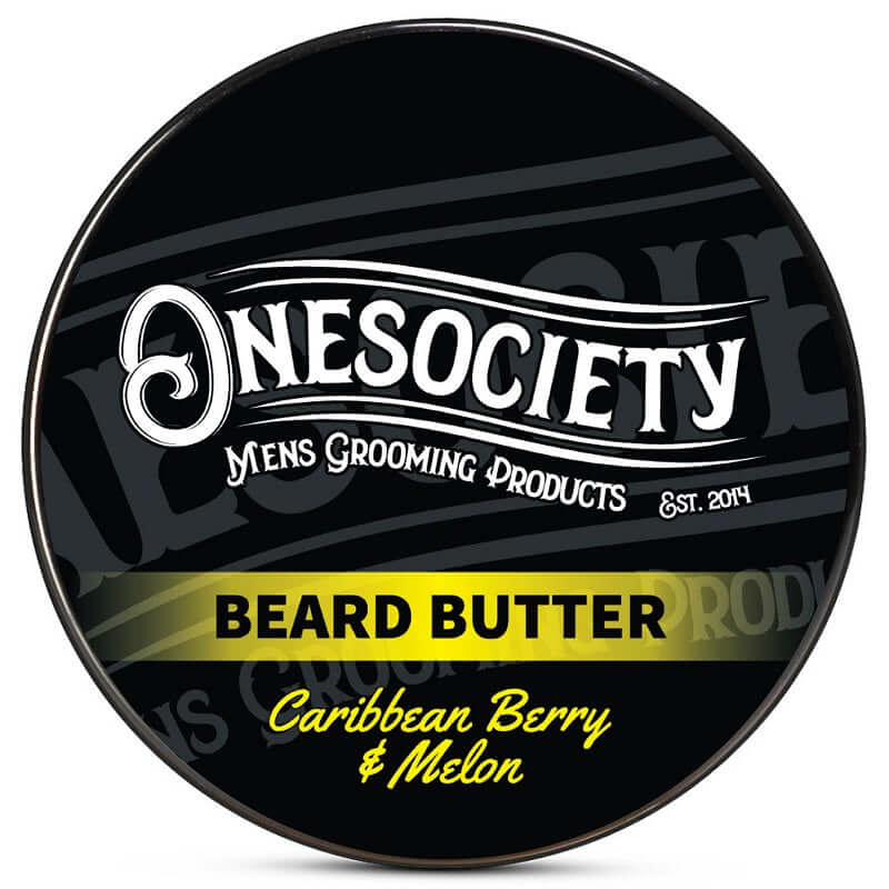 Onesociety Caribbean Berry and Melon beard butter. Made in the UK for men with beards.