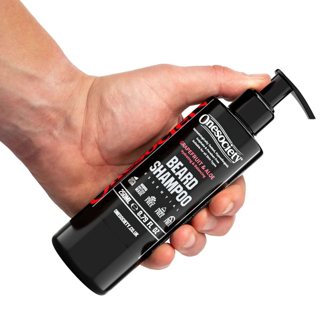 premium vegan beard shampoo in grapefruit and aloe smell
