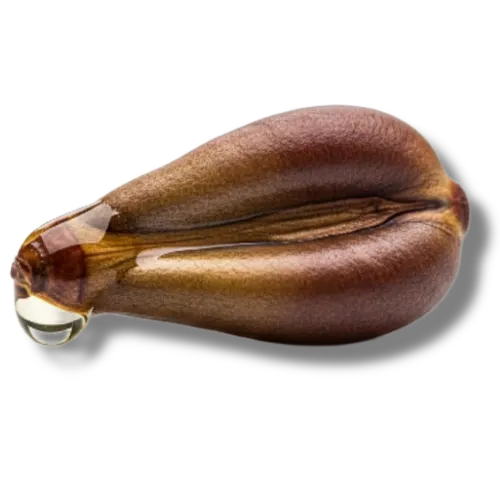 Grapeseed with oil coming out on transparent background