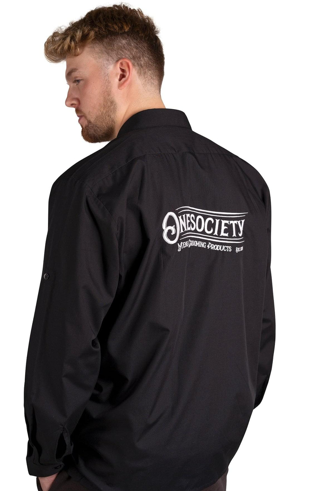 One Society Black Shirt - Experience Style and Quality with Front & Back Embroidery - Onesociety Made in the UK