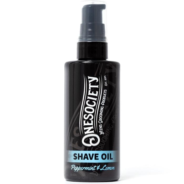 One Society Shave Oil - Vegan-Friendly and Natural - Softens and Soothes Skin for the Perfect Shave - Expertly Blended with Skin and Hair Softening Oils - Peppermint and Lemon Scent - Reduces Inflammation and Provides Direct Access to Hair Growth - Prevents Blade Clogging. Onesociety Men's Face Skin Shaving Oil.