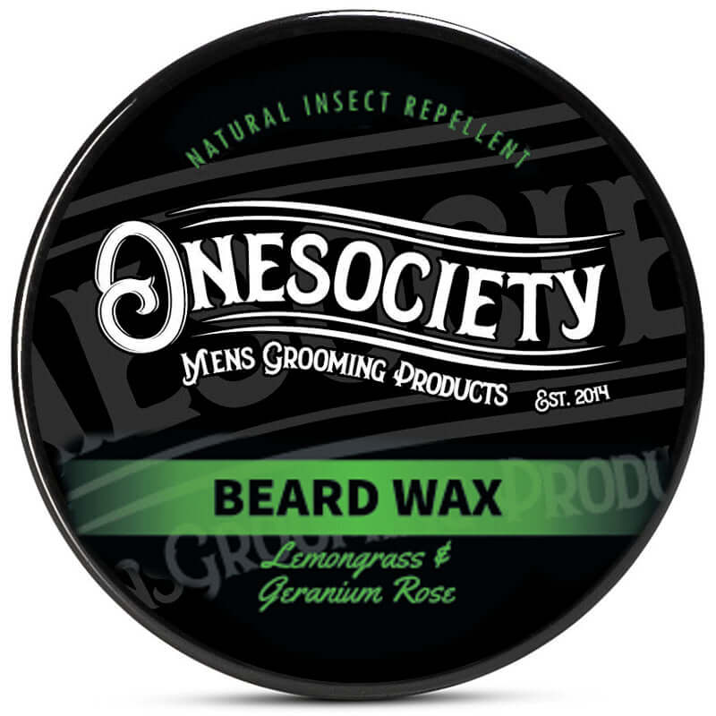 Lemongrass and rose beard and moustache wax from One society.