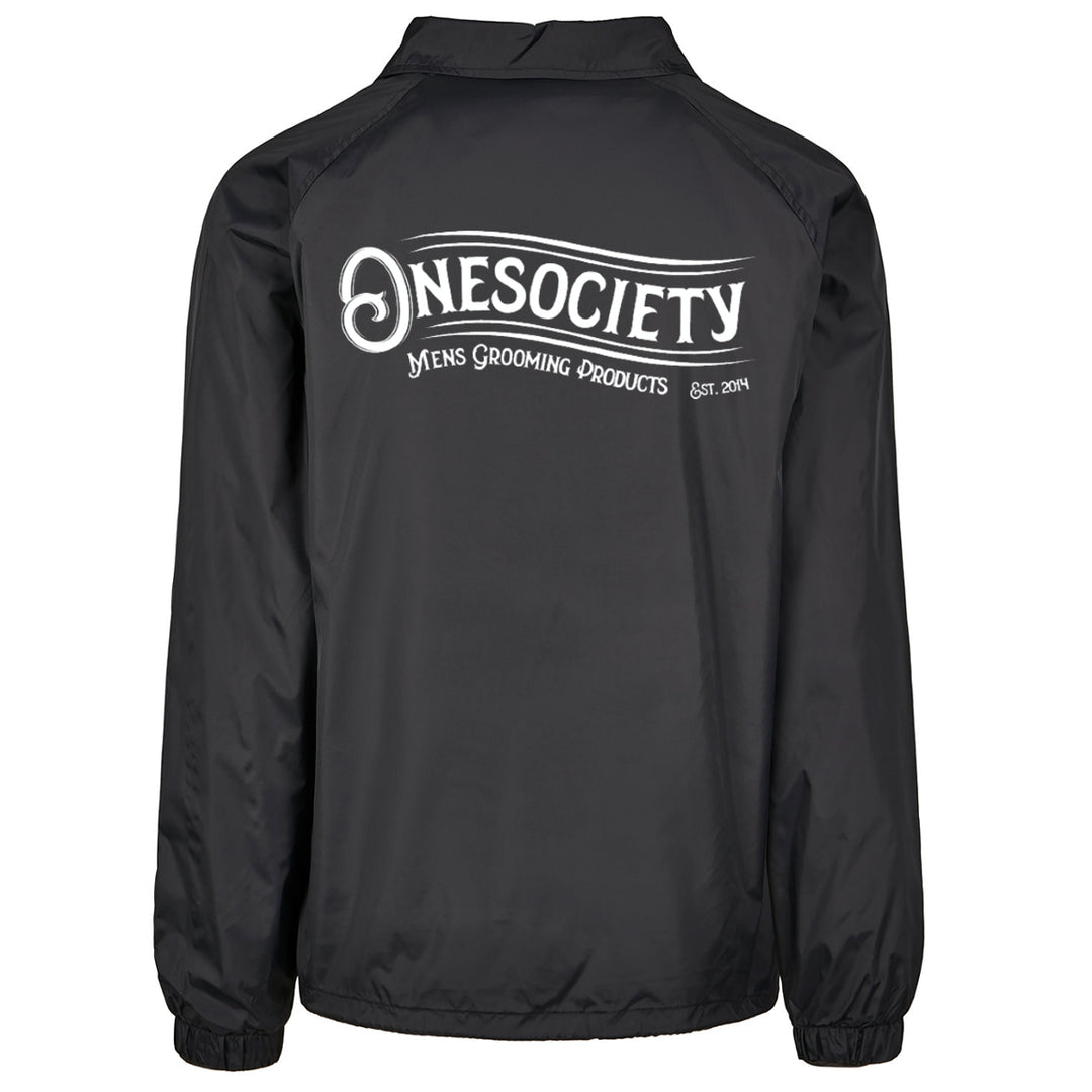 Huge cool one society logo on the back of this coach jacket made the winter, buy now. Onesociety light jacket for men.