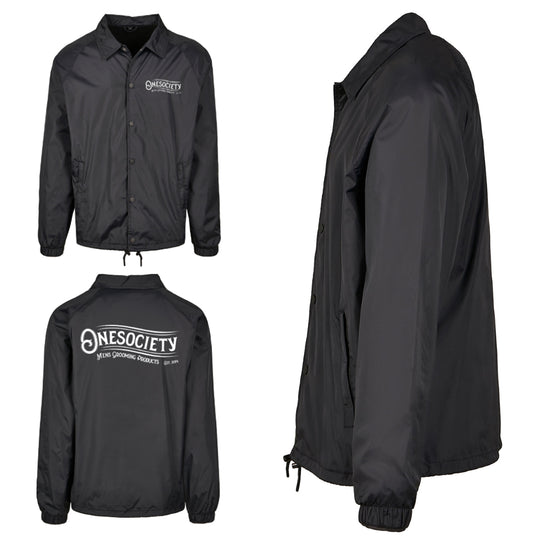 One society men's grooming products warm winter coach jacket perfect to look stylish and stay toasty in the winter period. Onesociety Men's Light Jacket in Black.