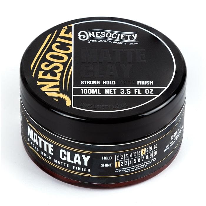 One Society Men's Grooming Vegan Matte Clay - Premium Water-Based Hair Styling Product - Strong Hold - Made in the UK with Quality Ingredients. Medium Hold Men's Hair product made by Onesociety