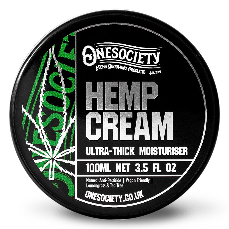 Onesociety Hemp Cream - Vegan and Natural Formula with BTMS 50, Tea Tree, and Lemongrass Essential Oil - Made in the UK by One Society Men's Grooming Products