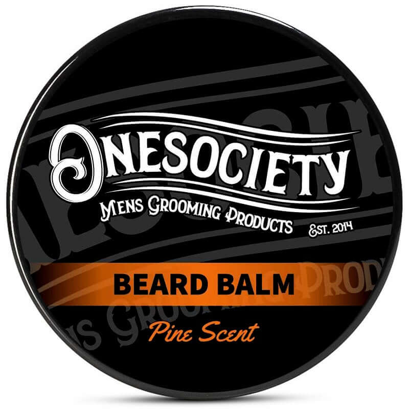 Onesociety strong holding men's beard balm. Pine - Clean, Healthy, Elevating and Refreshing.