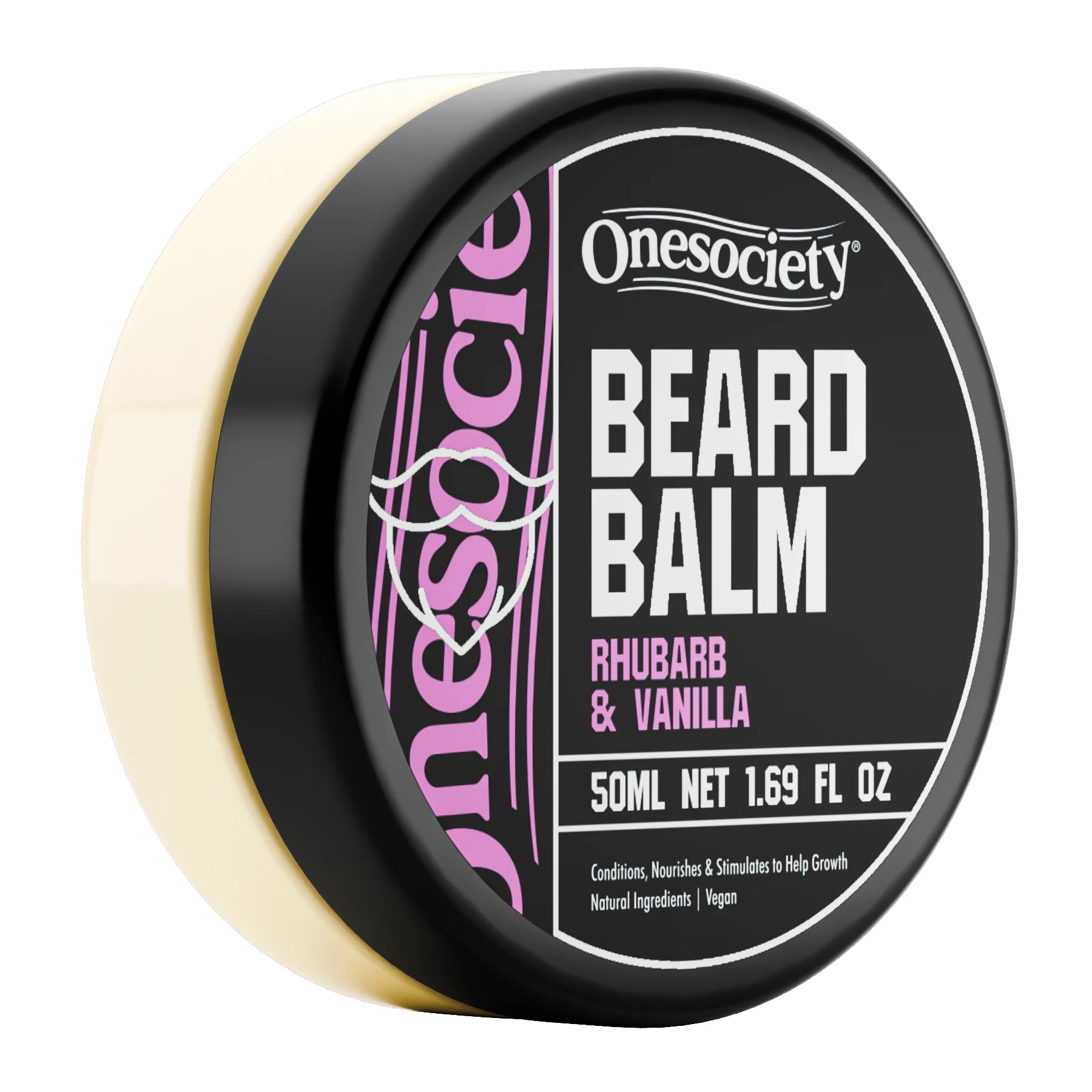 Rhubarb and Vanilla Beard Balm for Styling made by One Society Men's Grooming Products