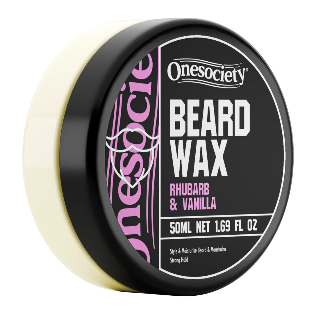 Rhubarb and Vanilla Strong Hold Beard Wax by One Society