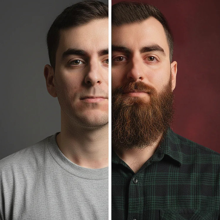 Turkish radio presenter before and after growing a beard by one society