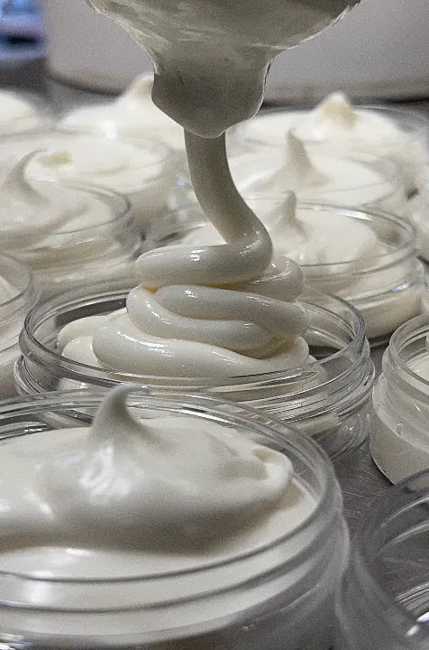 Beard butter being whipped and pored in to tub