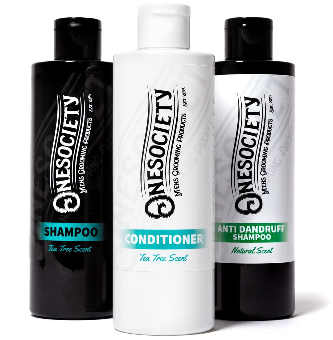 Onesociety Hair Repair Bundle - SLS-Free Anti-Dandruff Shampoo, Tea Tree Shampoo, and Conditioner - Made in the UK by One Society Men's Grooming Products