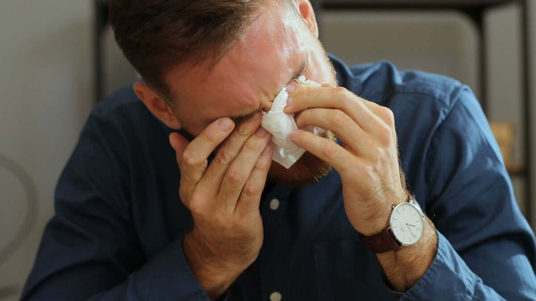 Man crying because of his mental health.